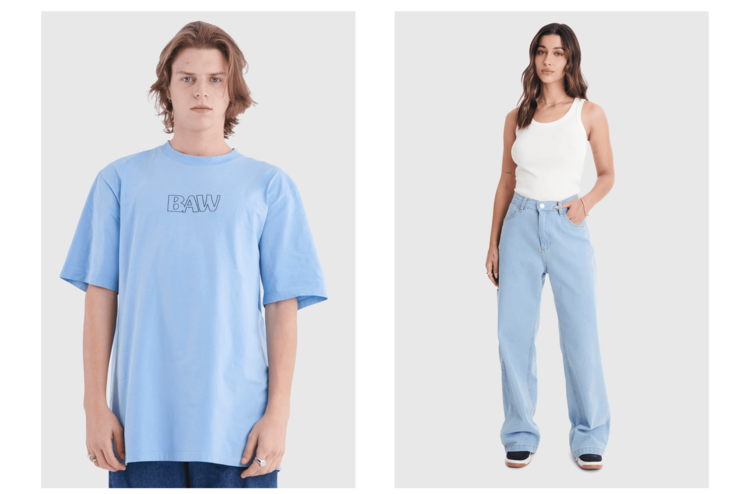 modelos com roupas de cor azul